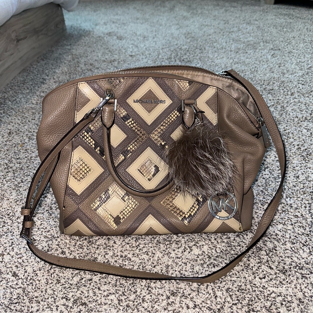 Michael Kors Gray/Beige Snakeskin Purse
